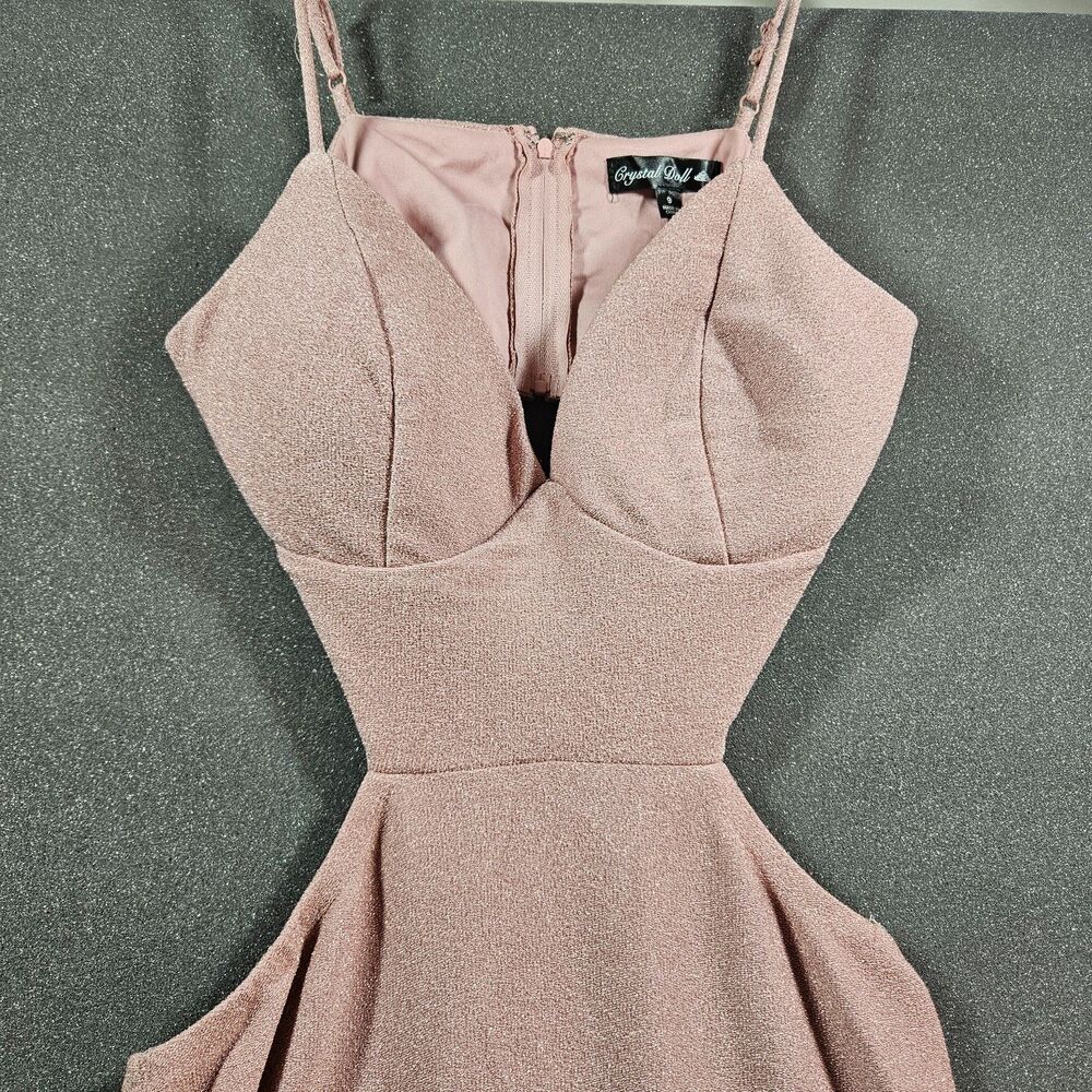 Crystal Doll Formal Dress SZ 9 Pink Shimmer Sleeveless Prom Party Evening Dress
